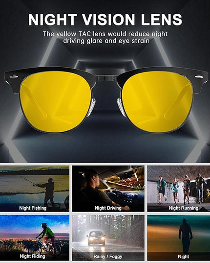 KALIYADI Polarized Sunglasses for Men and Women Semi-Rimless Frame Driving Sun glasses UV Blocking