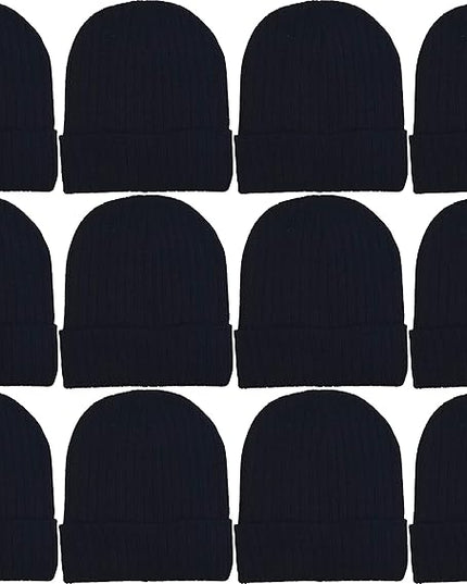 12 Pack Winter Beanie Hats for Men Women, Warm Cozy Knitted Cuffed Skull Cap, Wholesale