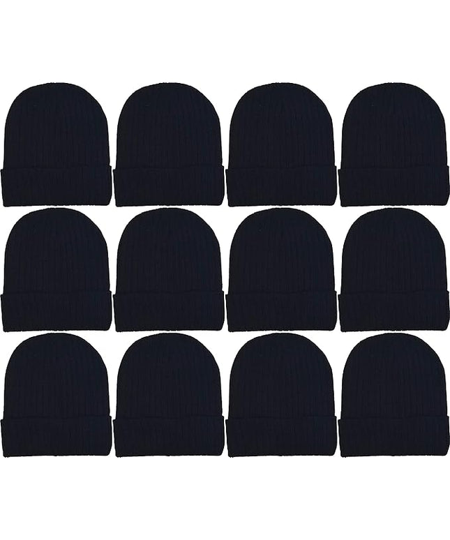 12 Pack Winter Beanie Hats for Men Women, Warm Cozy Knitted Cuffed Skull Cap, Wholesale
