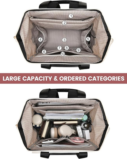 LOVEVOOK 18 Inch Laptop Backpack for Women, Large Capacity Travel Backpack with Organizer Bag, Waterproof Carry on Backpack Purse Work Bag with USB Port for College Teacher Nurse, 2PCS