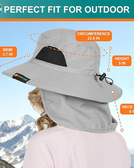SUN CUBE Wide Brim Sun Hat Men Women, Fishing Hats Sun UV Protection, Mens Hiking Bucket Hat Safari Beach Boonie, UPF 50+