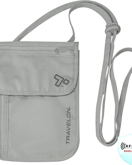 Travelon Rfid Blocking Undergarment Neck Pouch Travel Wallet, Gray, One Size