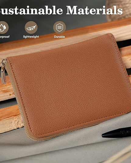 CoBak Passport Holder Cover with Safe Zipper Closure, Premium Passport Wallet for Travel, RFID Blocking Card Case, Waterproof Travel Accessories for Man, Pebbled Brown