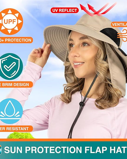 SUN CUBE Wide Brim Sun Hat Men Women, Fishing Hats Sun UV Protection, Mens Hiking Bucket Hat Safari Beach Boonie, UPF 50+
