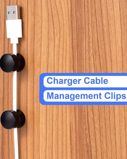 8 Sets Charger Holders for Cords, Matte Black Color Adjustable Cable Anchor Holders, Adhesive Metal Cord Clips, Cable Management Wire Organizers for Desk, Office, Nightstand