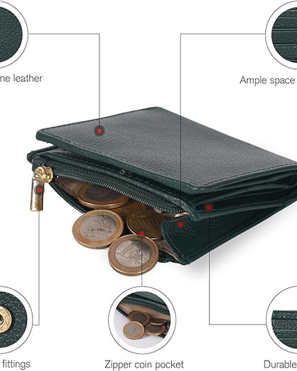 Oak Leathers Wallet For Women Full Grain Leather - Small RFID Coin Purse Credit Card & ID Holder for Ladies,Bifold Wallets for Teenager | Small, RFID, Coin Purse, for Ladies, for Teenager