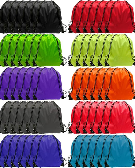 GoodtoU Drawstring Backpack Cinch Bags Drawstring Bags Bulk Nylon Draw String Sport Bag, 10 Colors, 10 colors, Sports