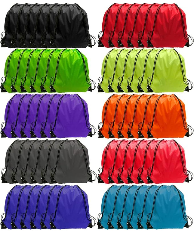 GoodtoU Drawstring Backpack Cinch Bags Drawstring Bags Bulk Nylon Draw String Sport Bag, 10 Colors, 10 colors, Sports