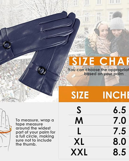 Dsane Womens Winter Leather Gloves Touchscreen Texting Warm Driving Lambskin Gloves for Christmas Gifts