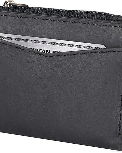 Oak Leathers Leather Wallet For Women - Small RFID Coin Purse Credit Card & ID Holder for Ladies, Gift for Women's, Bifold Wallets (Crazy Horse Black)