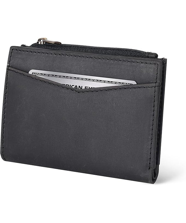 Oak Leathers Leather Wallet For Women - Small RFID Coin Purse Credit Card & ID Holder for Ladies, Gift for Women's, Bifold Wallets (Crazy Horse Black)
