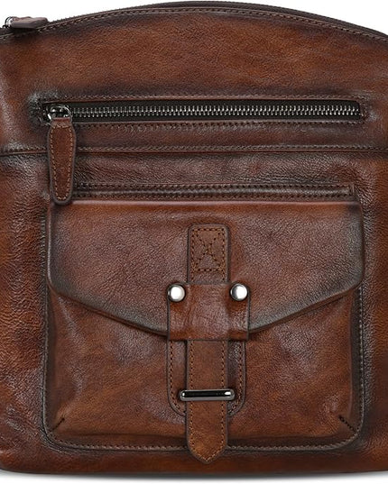 HESHE Leather Crossbody Bags for Women Satchel Purses Shoulder Purses and Handbags Cross Body Bag with Multi Pockets