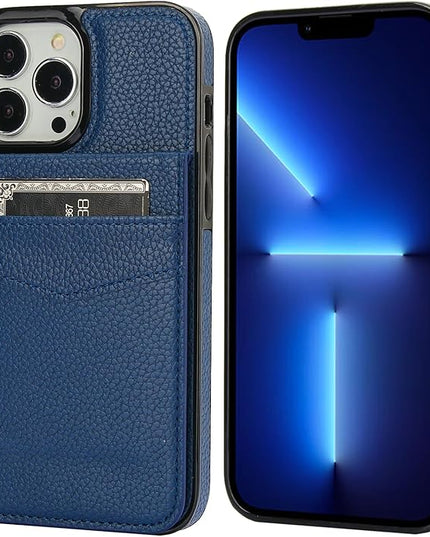 KIHUWEY Compatible with iPhone 13 Pro Max Case Wallet with Credit Card Holder, Premium Leather Magnetic Clasp Kickstand Heavy Duty Protective Cover for iPhone 13 Pro Max 6.7 Inch (Lichee Blue)