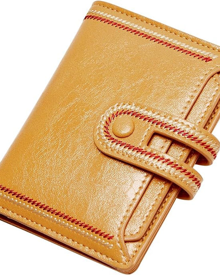 TFKGS Small Wallet for Women Vegan Leather RFID Blocking Bifold Compact Credit Card Holder with Zipper Coin Pocket Yellow