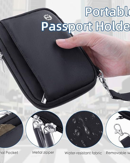 WALNEW Passport Holder for Travel - RFID Blocking Travel Wallet Essentials Organizer with Card Slots & Zipper Pocket (Women/Men)