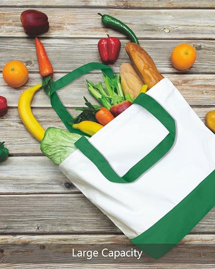 TOPDesign 1-Pack Super Strong Large 12oz Cotton Canvas Tote Bag, Reusable Grocery Shopping Cloth Bag, Fashionable Two-Tone Tote for Crafts, DIY Your Creative Designs