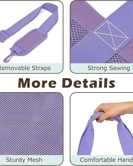 Mesh Beach Bag, Large Beach Tote with Zipper Pocket, Toys Pool Bag for Family Travel Vacation Cruise Essentials
