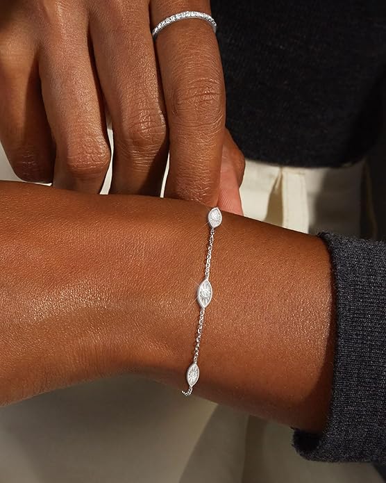 FUNEIA Dainty Silver Gold Bracelets for Women Trendy Non Tarnish 14K Gold Plated Waterproof Diamond Bracelets Cute Stackable Heart Butterfly Clover Cross Evil Eye Charm Bracelet Stack Jewelry Gifts