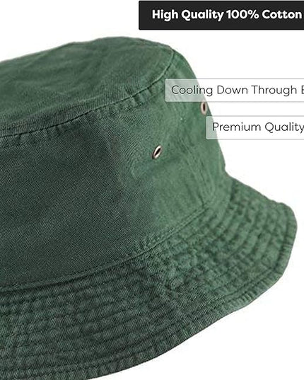 The Hat Depot Bucket Hat - Unisex 100% Cotton & Denim UPF 50 Packable Summer Travel Beach Sun Hat