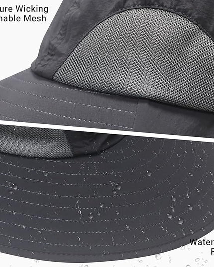 NPQQUAN Sun Hats for Men Women with Neck Flap UPF 50+ UV Protection Wide Brim Bucket Hat Safari Hiking Fishing Hats