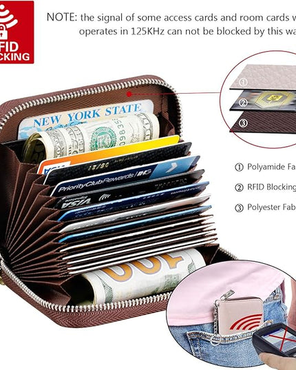 FurArt Zipper Wallet Women, RFID Blocking Credit Card Wallet, Business Card Holder, Compact Size KeyChain Wallet