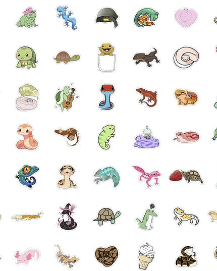 BulbaCraft 100Pcs Reptile Stickers, Lizard Stickers for Water Bottle and Laptop - Reptile Party Supplies & Decorations, Snake Vinyl Decals, Gifts for Women & Men