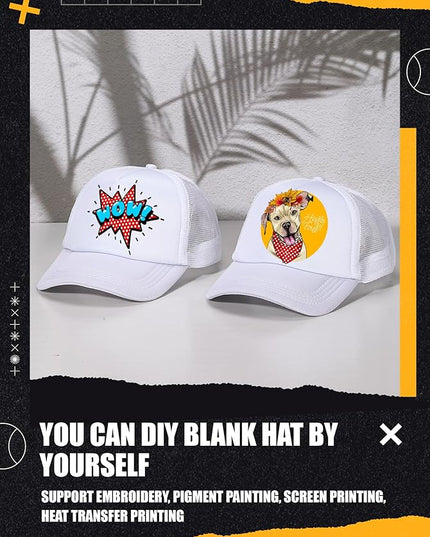 10 Pcs Sublimation Blank Trucker Hats Bulk Mesh Baseball Cap Polyester Mesh Trucker Hat for Men and Women
