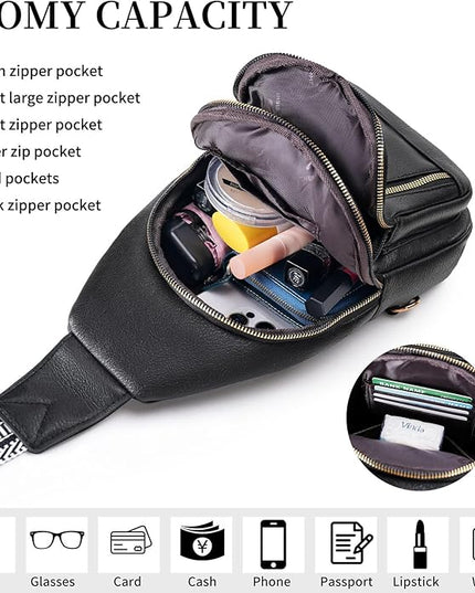 FALAN MULE Crossbody Bags for Women Trendy Leather Sling Chest Bag Fanny Packs for Women