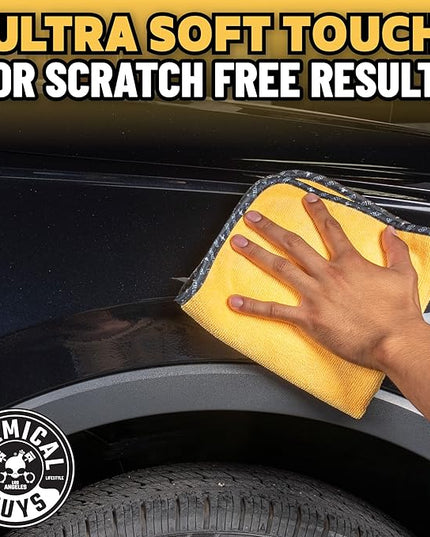 Chemical Guys Professional Grade Premium Microfiber Towels for Cars, Gold, 16" x 16", Ultra-Soft and Scratch-Free Car Detailing Cloths for Trucks, Motorcycles, and More - 3 Pack
