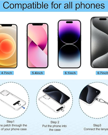 takyu Phone Lanyard, 2 Pack Adjustable CellPhone Lanyard Crossbody Neck Strap & 2 Pack Wrist Strap & 2 Pcs Metal Tether Tabs Compatible for iPhone Android Smartphones
