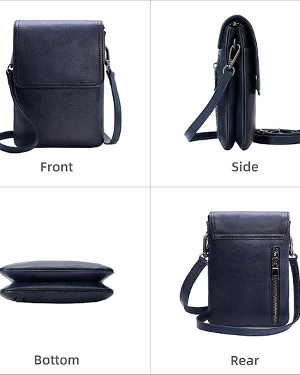 Iswee Leather Crossbody Bags for Women RFID Blocking Cell Phone Purse Small Anti-Theft Zippered with Card slots