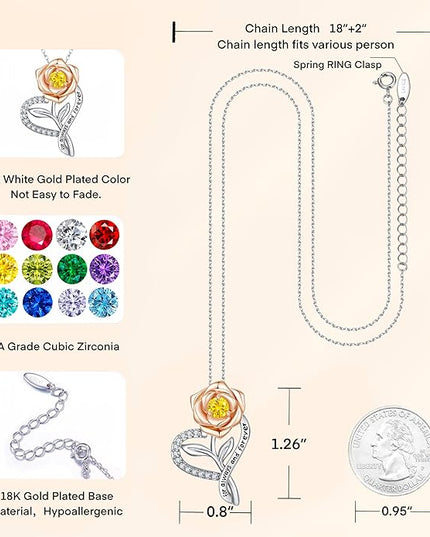 LAVALE Heart Birthstone Necklace for Women, Ideal Anniversary Birthday Gifts for Women Wife Girlfriend Her, Amazing Valentine's day Gift for Mom Women