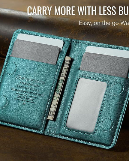 Defencase for Magsafe Wallet Magnetic Card Holder RFID Blocking, PU Leather Minimalist Phone Wallet for MagSafe Phones and Cases for iPhone 17/16/ 15/14/ 13/12/ Pro/Max/Plus/Air, Blue Green