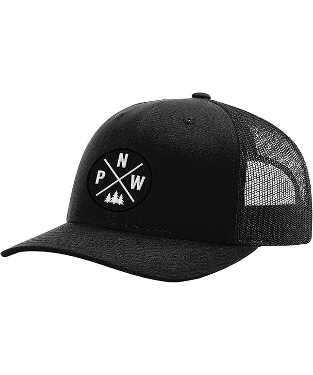 Pacific Northwest Baseball Snapback Trucker Hats with Leather Patch for Men and Women PNW Gifts Outdoor Camping Hiking Cap