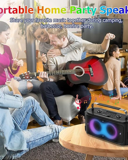Portable Bluetooth Speaker 300W Peak Big Powerful Loud Sound Deep Bass Large Wireless Boombox with Subwoofer DSP Led Light for Home Party Outdoor Gatherings Camping Backyard