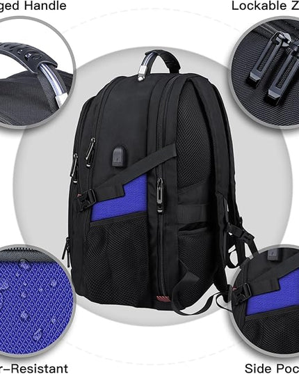 Extra Large Backpack, Travel Backpack, Sturdy TSA Water Resistant 17.3 Inch Backpacks with USB Port, Anti Theft Business Computer Backpacks Gifts for Men Women, Dark Blue