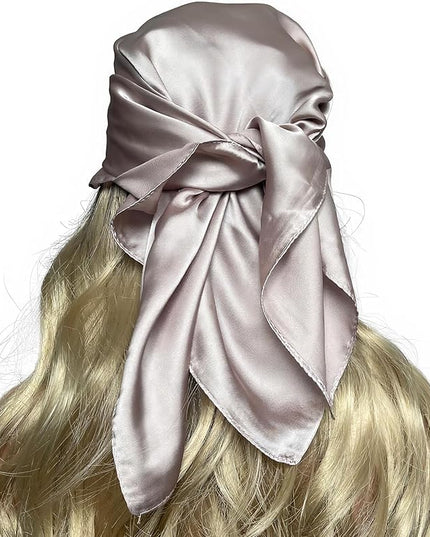 CHUNG Women's Square Satin Scarf 27.5" Bandanas Solid 50s Retro Neck Scarves Emulation Silk Handbag Hair Ribbons Necktie
