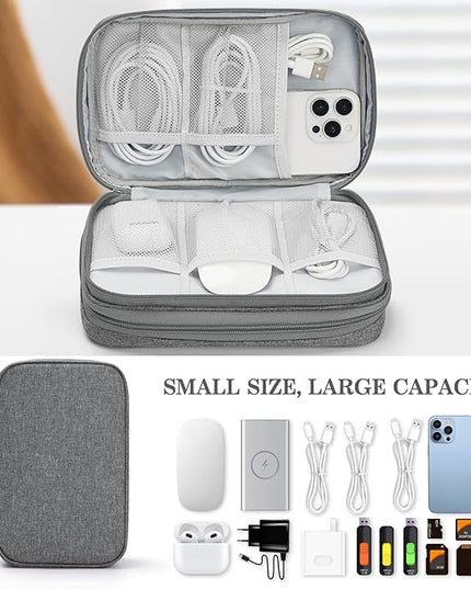 FYY Electronic Organizer, Large Travel Cable Organizer Bag Pouch Electronic Accessories Carry Case Portable Waterproof Double Layers All-in-One Storage Bag for Cable, Cord, Charger, Phone, Dark Grey