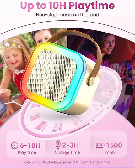 Mini Karaoke Machine for Kids Adults, Portable Bluetooth Speaker with 2 Wireless Karaoke Microphones, 2026 TOP Birthday for Girls Boys 3,4,5,6,7,8+Year Old Toddler Toys Karaoke Player Valentine(Gold)
