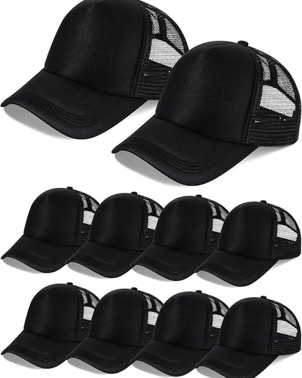 10 Pcs Sublimation Blank Trucker Hats Bulk Mesh Baseball Cap Polyester Mesh Trucker Hat for Men and Women