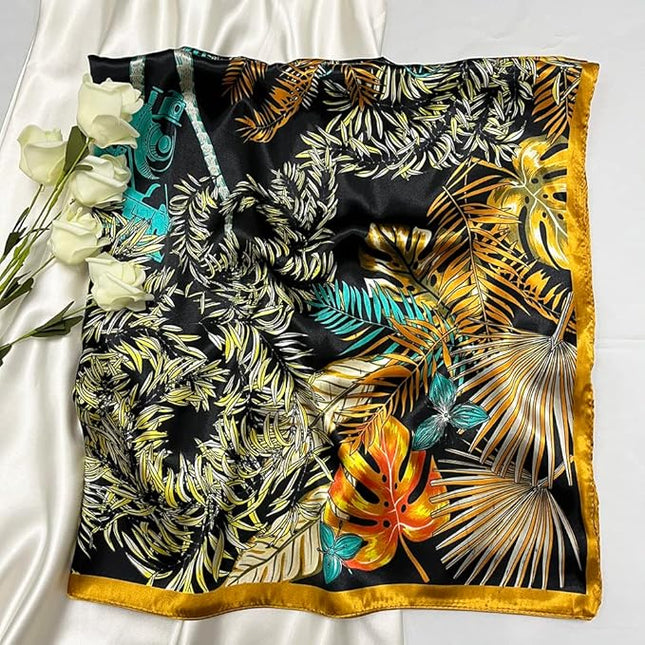 Julunar Silk Like Head Scarf for Women - Satin Large Hair Scarves - 35" Square Silk Hair Wrap for Sleeping with Gift Packed