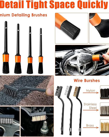Viewsun Car Cleaning Kit, Orange 17pcs Car Interior Detailing Kit with High Power Handheld Vacuum, Detailing Brush Set, Windshield Cleaner, Cleaning Gel, Complete Auto Accessories for Women Men Teens