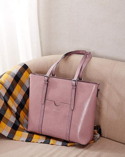 BOSTANTEN Leather Laptop Bag Work Tote for Women Shoulder Handbag Briefcase 15.6 inch Satchel Computer Bag