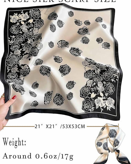 100% Mulberry Silk Scarf for Women Hair Lightweight Square Neckerchief Wrap For Head Scarves 21"