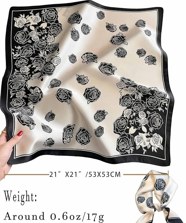 100% Mulberry Silk Scarf for Women Hair Lightweight Square Neckerchief Wrap For Head Scarves 21"