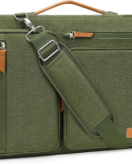 MOSISO 360 Protective Laptop Shoulder Bag,17-17.3 inch Computer Bag Compatible with MacBook, HP, Dell, Lenovo, Asus Notebook,Side Open Messenger Bag with 4 Zipper Pockets&Handle, Olive Green