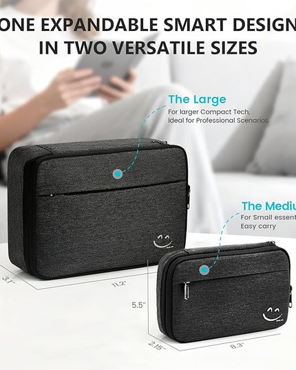 Travelkin Cord Organizer Travel, Electronic Organizer Travel Case, Cable Organizer Bag For Cords,Chargers Phone, Sd Card,Usbs (Black)