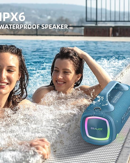 ZEALOT Bluetooth Speaker, 110W Peak(100W) Booming Sound Speakers Wireless, Dual Pairing, XBass, BT 5.3, 24000mAh Power Bank, Portable Outdoor Waterproof Speaker for Camping, Beach Party（Dark Blue）
