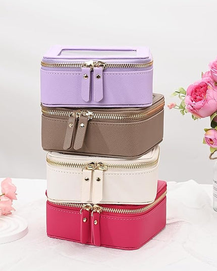 Aveniee Mini Clear Makeup Bag, Small Travel Toiletry Bag Cosmetic Bags TSA Approved, Clear Makeup Case Pouch with Zipper, Car Organizer Essentials for Women Men,Taupe