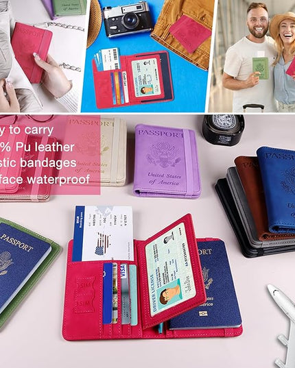 Melsbrinna Rfid Passport Holder for Travel women/Men, Cute Passport Wallet Rfid Blocking Card Slots, Rfid Passport Cover/CaseTravel Wallet, Passport Book Holder (1, Red5)